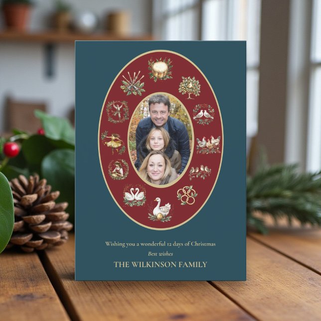 Tolv dagar med klassiskt julfotkort inbjudningar (Skapare uppladdad)