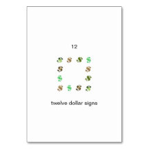 Tolv dollarsignatärnummer, fickkort