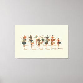 Tolv Drummers Drumming Mid Mod Stencil-Stil 1 Canvastryck