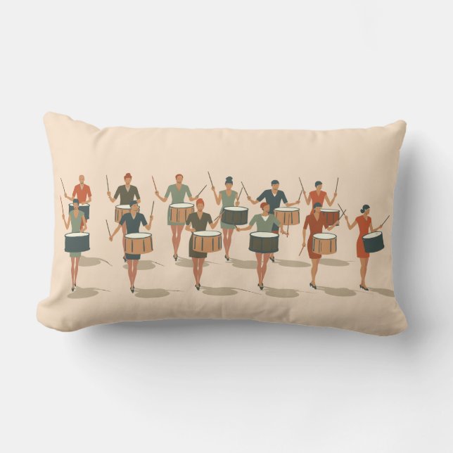 Tolv Drummers Drumming Mid Mod Stencil-Stil 1 Lumbarkudde (Framsida)