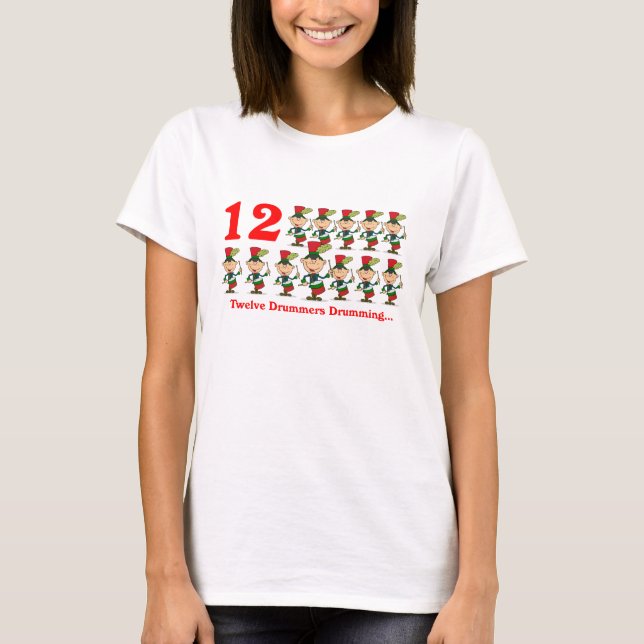 Tolv Drummers Drumming T-shirt (Framsida)
