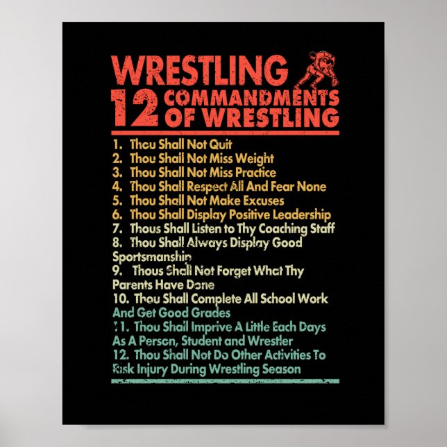Tolv kommandon från Wrestling Funny Wrestle Fläkt Poster (Framsidan)
