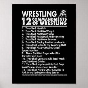 Tolv kommandon från Wrestling Funny Wrestle Fläkt Poster