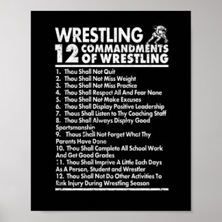 Tolv kommandon från Wrestling Funny Wrestle Fläkt Poster