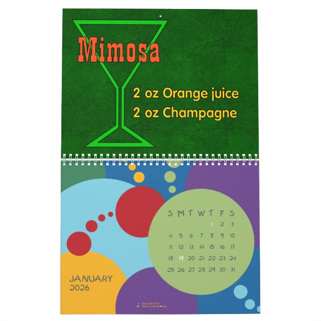 Tolv månader av grundläggande blandade drinkar kalender (Jan 2026)