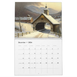 Tolv månader med Watercolor Covered Bridges Kalender