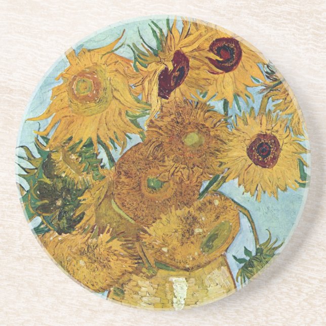 Tolv solblommor av Van Gogh Underlägg Sandsten (Framsidan)