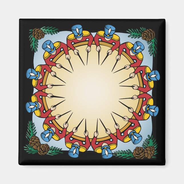 Tolv trummor som drummerar magnet (Framsidan)