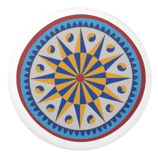 Tolvpunktsstjärnan Pennsylvania Dutch Hex Sign Kno Knopp (Framsidan)