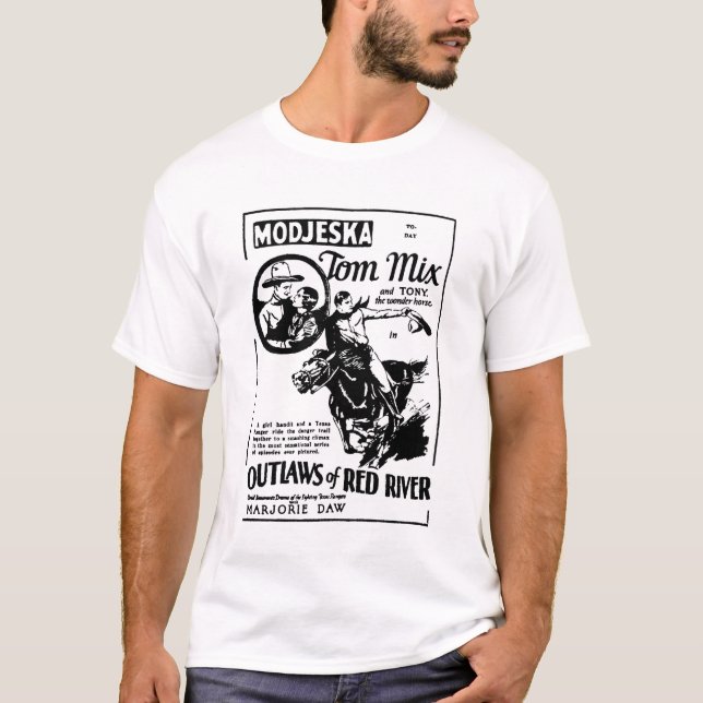 Tom blandningfredlösar av westerna Red River 1927 T Shirt (Framsida)