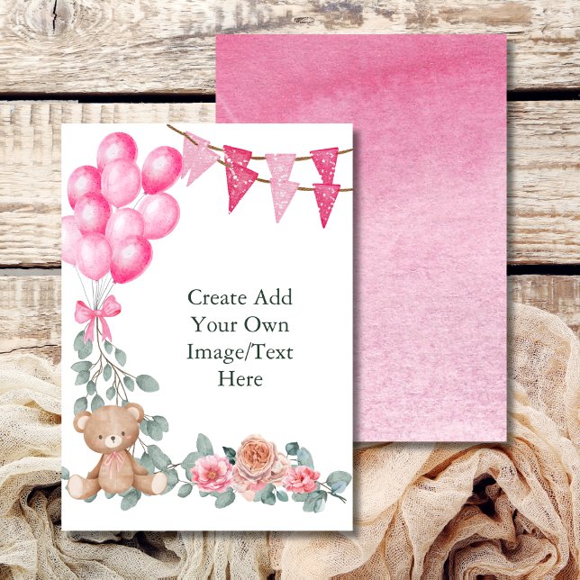 Tom Blanka Till Din Egen Oh Baby Girl Ballong Euka Inbjudningar (Skapare uppladdad)