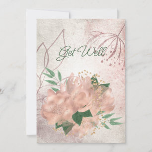 Tom Blek Rosa Satin Blommigt Get well Announcemen Meddelande