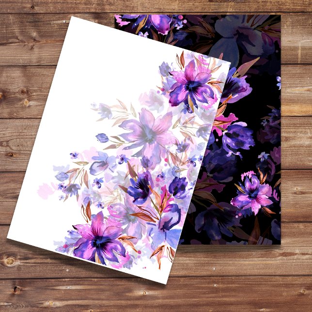Tom blombukett i vattenfärg lila rosa inbjudningar (Skapare uppladdad)