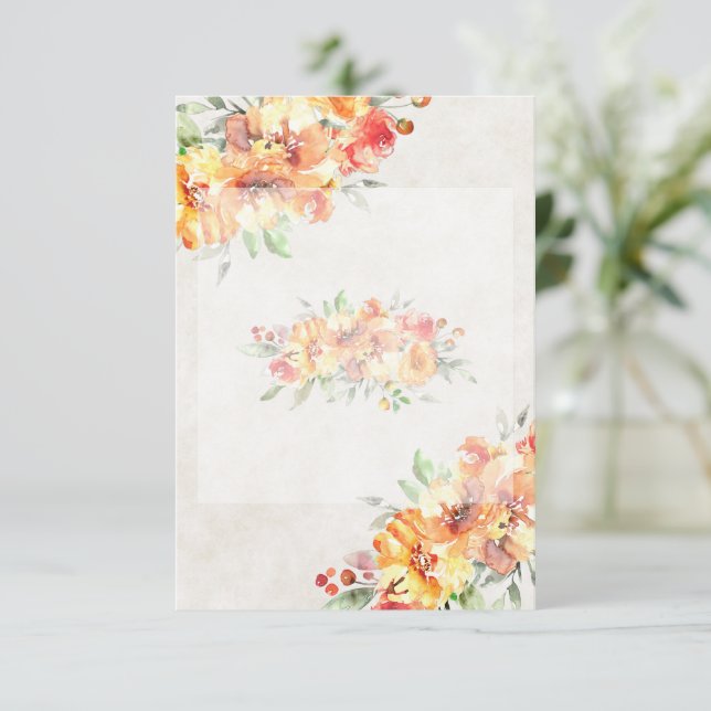 Tom budget Ginger watercolor blommig bröllop  Inbjudningar (Stående Fram)