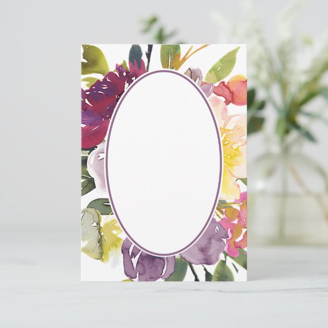 Tom budget Lila och gul blomster bröllop     Inbjudningar (Stående Fram)