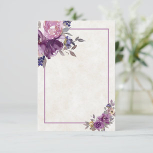 Tom budget Violett akvarell blommande bröllopsinbj Inbjudningar