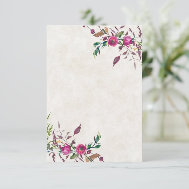 Tom budgetRosa lös blommigt bröllop Inbjudningar (Stående Fram)