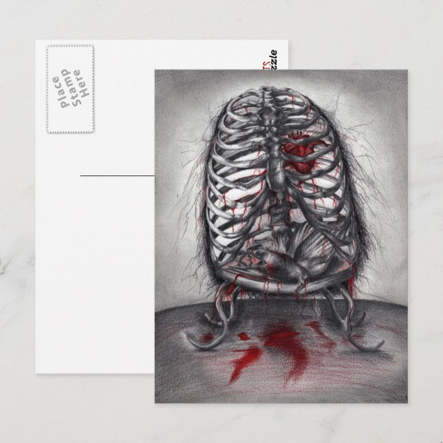 Tom buranatomi Bird Heart Surreal Horror Art Vykort (Fram/baksida)