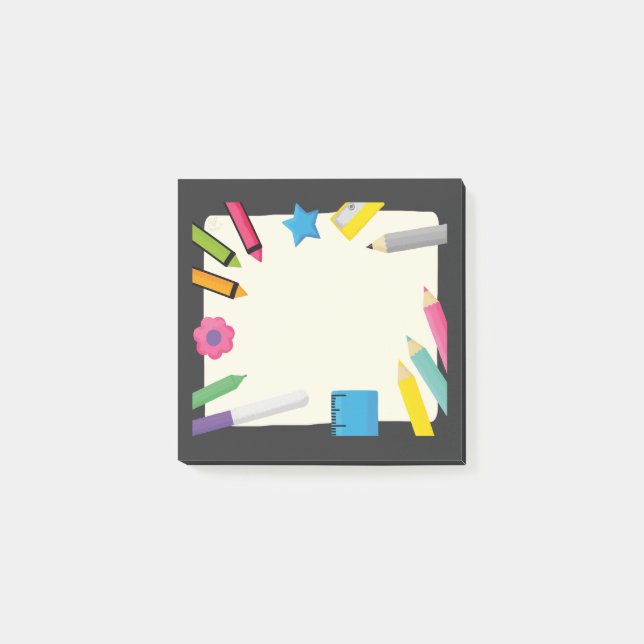 Tom Canvas med färgrik brevpapper-kant Post-it Block (Framsida)