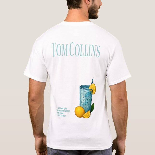 Tom Collins T-Shirt – Classic Gin Cocktail (Baksida)