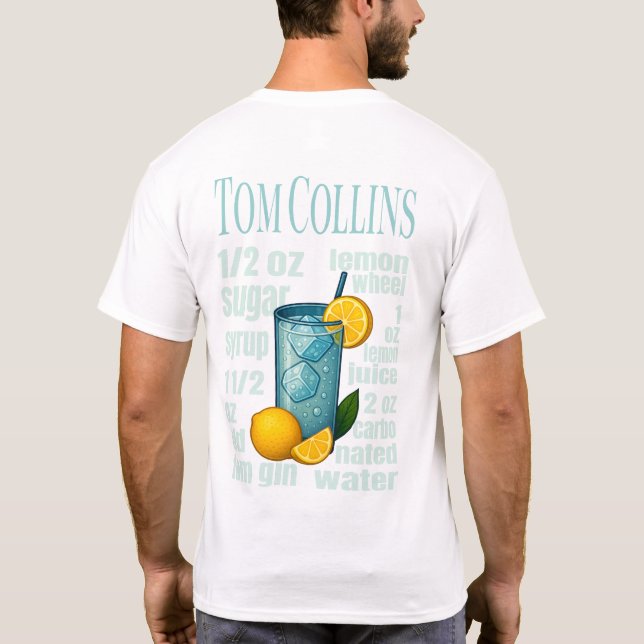 Tom Collins T-Shirt – Classic Gin Cocktail (Baksida)