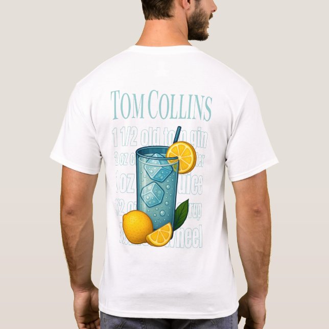 Tom Collins T-Shirt – Classic Gin Cocktail (Baksida)