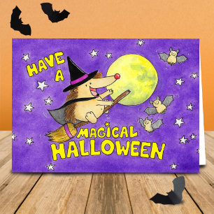 Tom Cuten Halloween Igelkott Häxa Kort