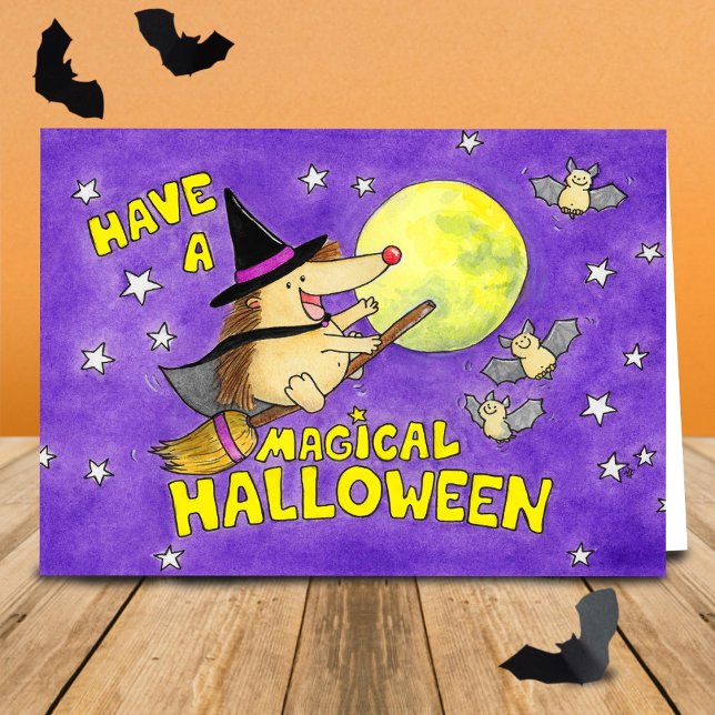 Tom Cuten Halloween Igelkott Häxa Kort (Skapare uppladdad)