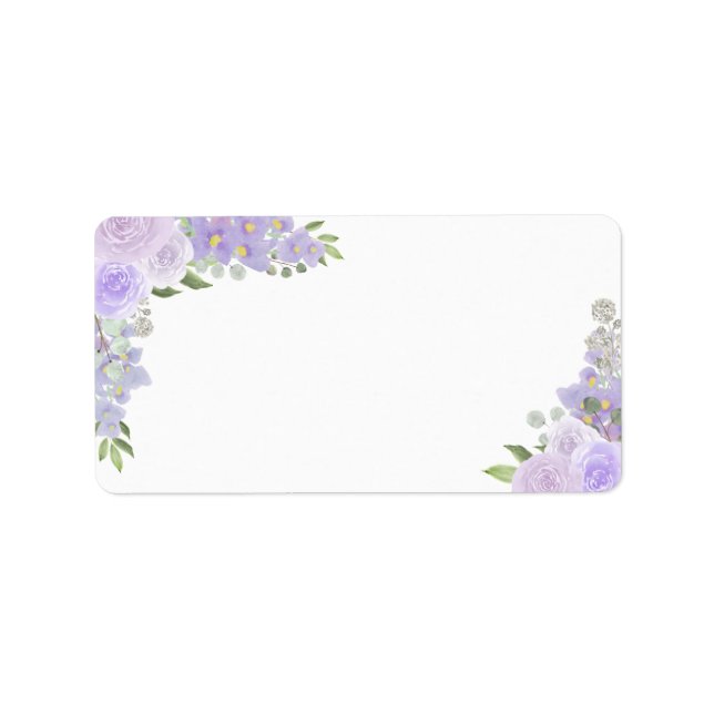 Tom DIY Skriv ut Bröllop Adress i Lavender Blommig Adressetikett (Framsidan)