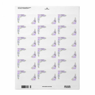 Tom DIY Skriv ut Bröllop Adress i Lavender Blommig Adressetikett