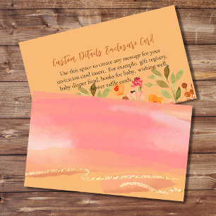 Tom DIY Watercolor Peach Rosa Garden Blooms Tilläggskort