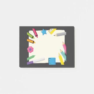 Tom duk med färgglad brevpapperskant post-it block