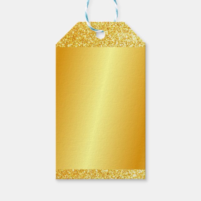Tom Elegant för Guld i Glitter i anpassningsbar Presentetikett (Framsidan)