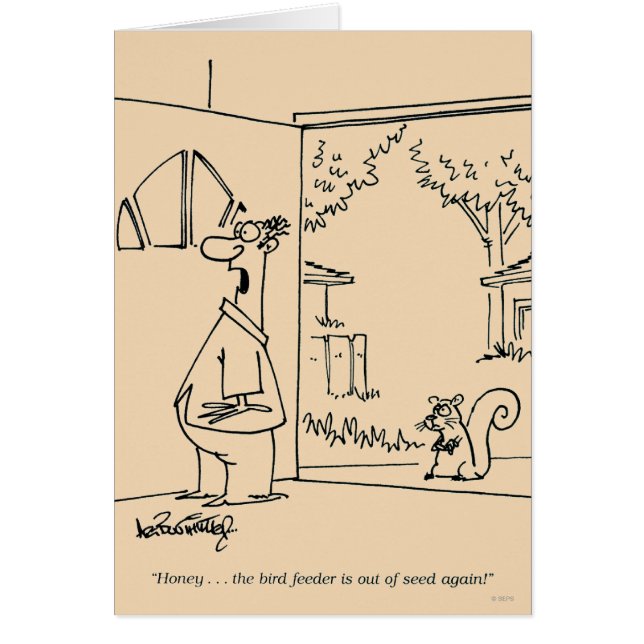 Tom fågelförlagematare hälsningskort (Framsidan)