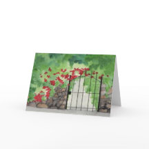 Tom gratulationskort "Gammal trädgårdsgrind" Akvar