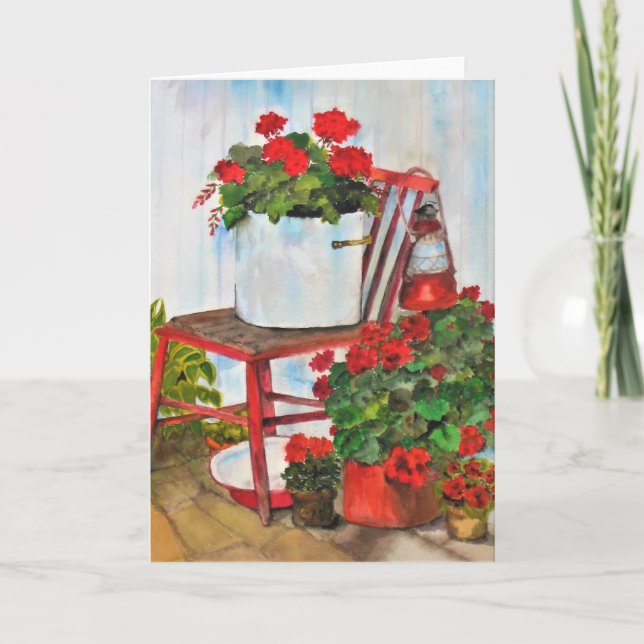 Tom gratulationskort sommar geranium blommor kort (Framsida)