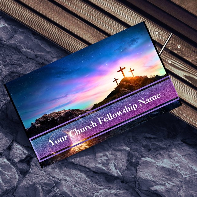 Tom Grav Tre Kor Solset Church Pastor Visitkort (Empty Tomb Three Crosses Sunset Church Pastor Business Card)