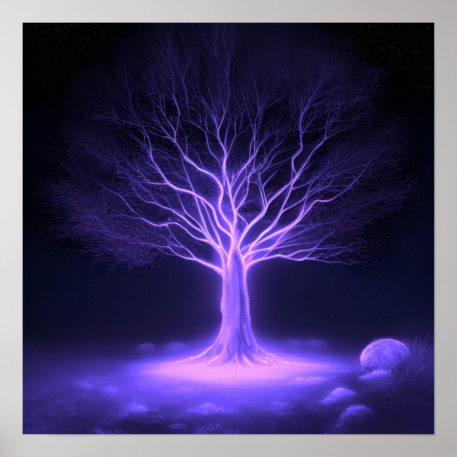 Tom Grenar Glowing Träd - Lila Poster (Framsidan)