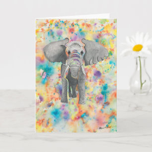 Tom hälsningskort Vibrant Elephant Original Art Kort
