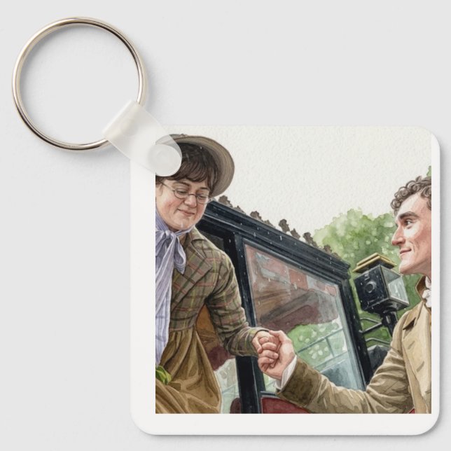 Tom handing Mary out of a carriage Nyckelring (Framsida)