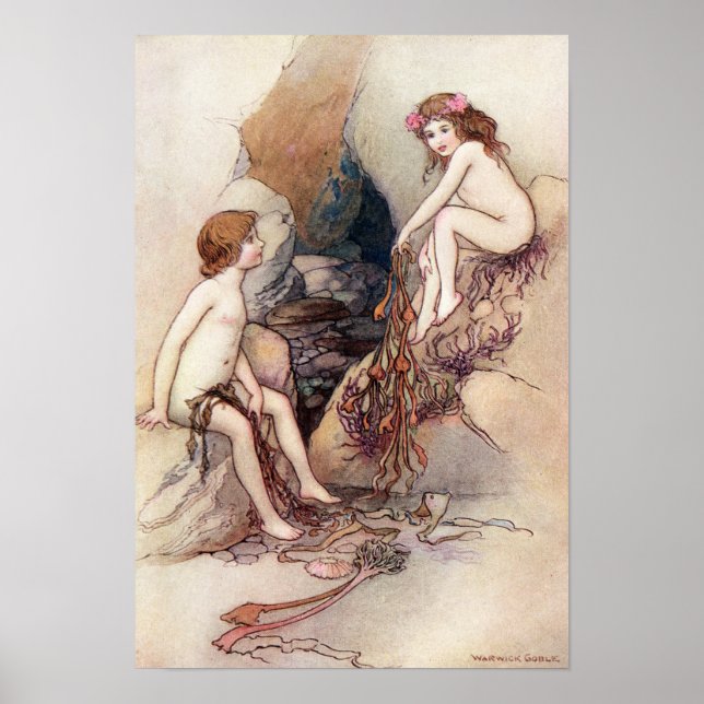 Tom hittar en Vatten Baby av Warwick Goble Poster (Framsidan)