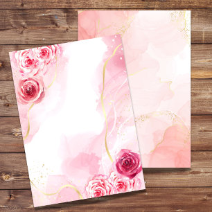 Tom inbjudan 5x7 Watercolor Magenta Rosa ros