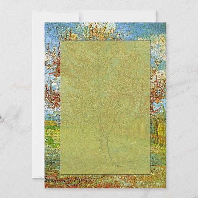 tom inbjudan, Rosa Peach Träd i Blommar Inbjudningar (Framsida)