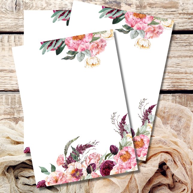 Tom Invitation Rosé Blush Bourgogne Peony Rose Inbjudningar (Skapare uppladdad)