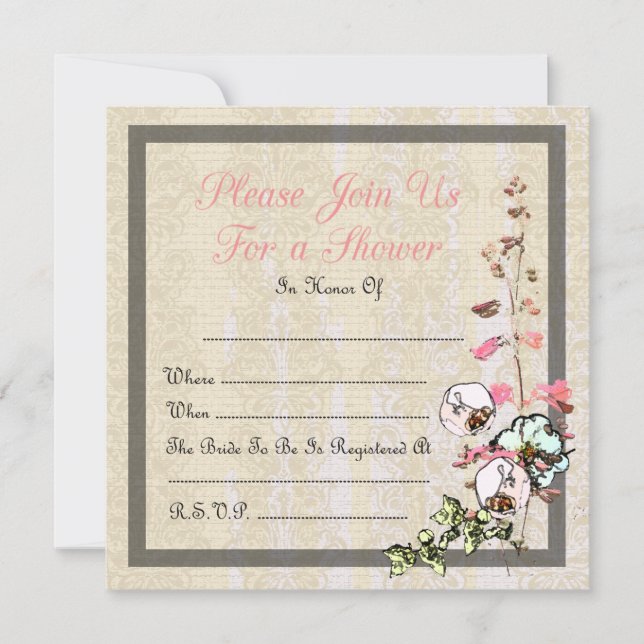 Tom japansk te-trädgård bröllop eller dusch - inbjudningar (Framsida)