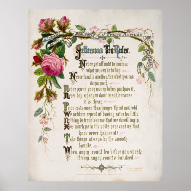 TOM JEFFERSON'S 10 REGLER 1873 POSTER (Framsidan)