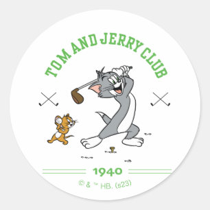 Tom & Jerry Golfing Klubb 1940 Runt Klistermärke