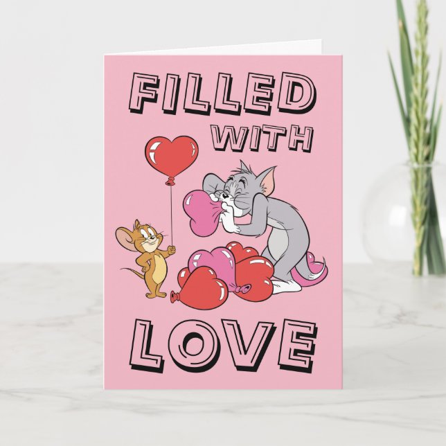 Tom & Jerry Inflate Valentine Heart Balloations Helgkort (Framsida)