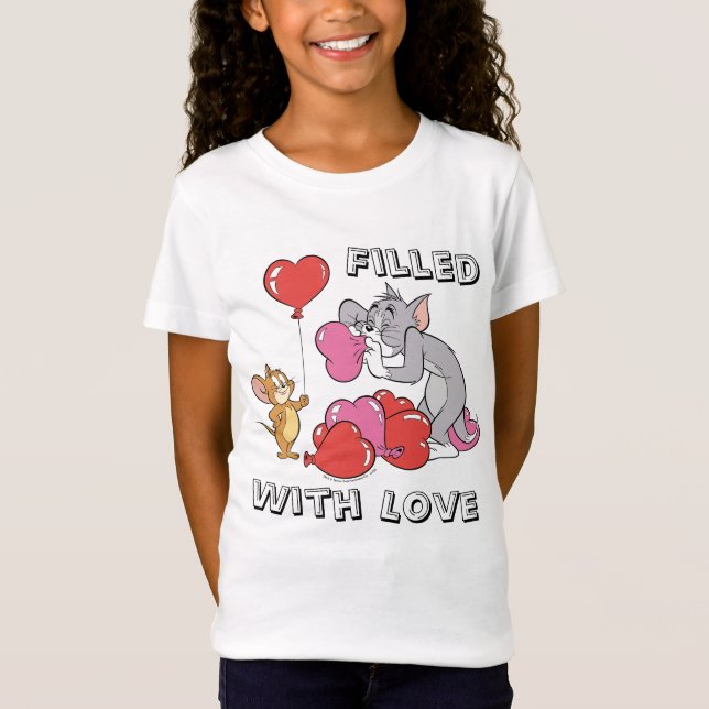 Tom & Jerry Inflate Valentine Heart Balloations T Shirt (Framsida)