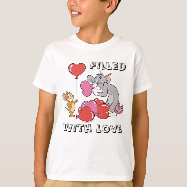Tom & Jerry Inflate Valentine Heart Balloations T Shirt (Framsida)